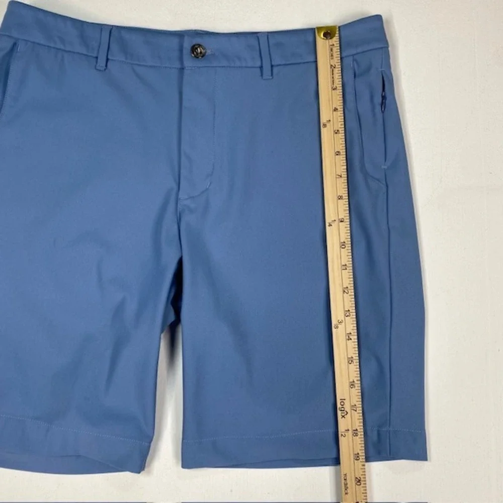 Johnnie-O Prep-Formance Golf Shorts Mens 34 Ripple Blue JMSH1700 Flat Front 9